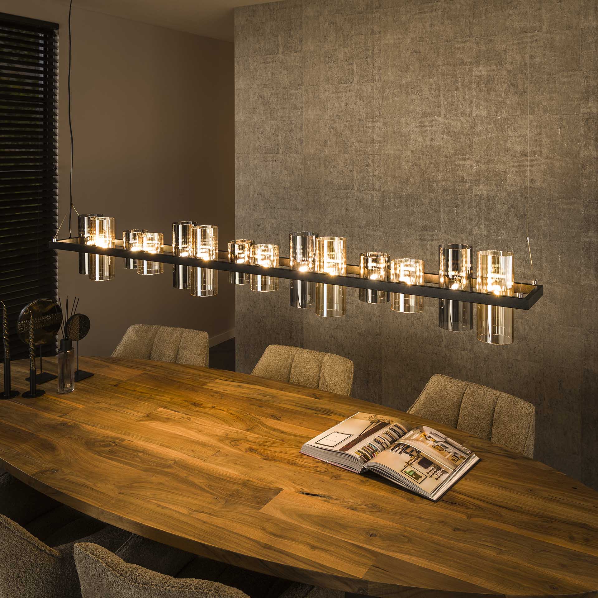 Hanglamp Silhouette - 14-lichts - Amber Mix - Glas