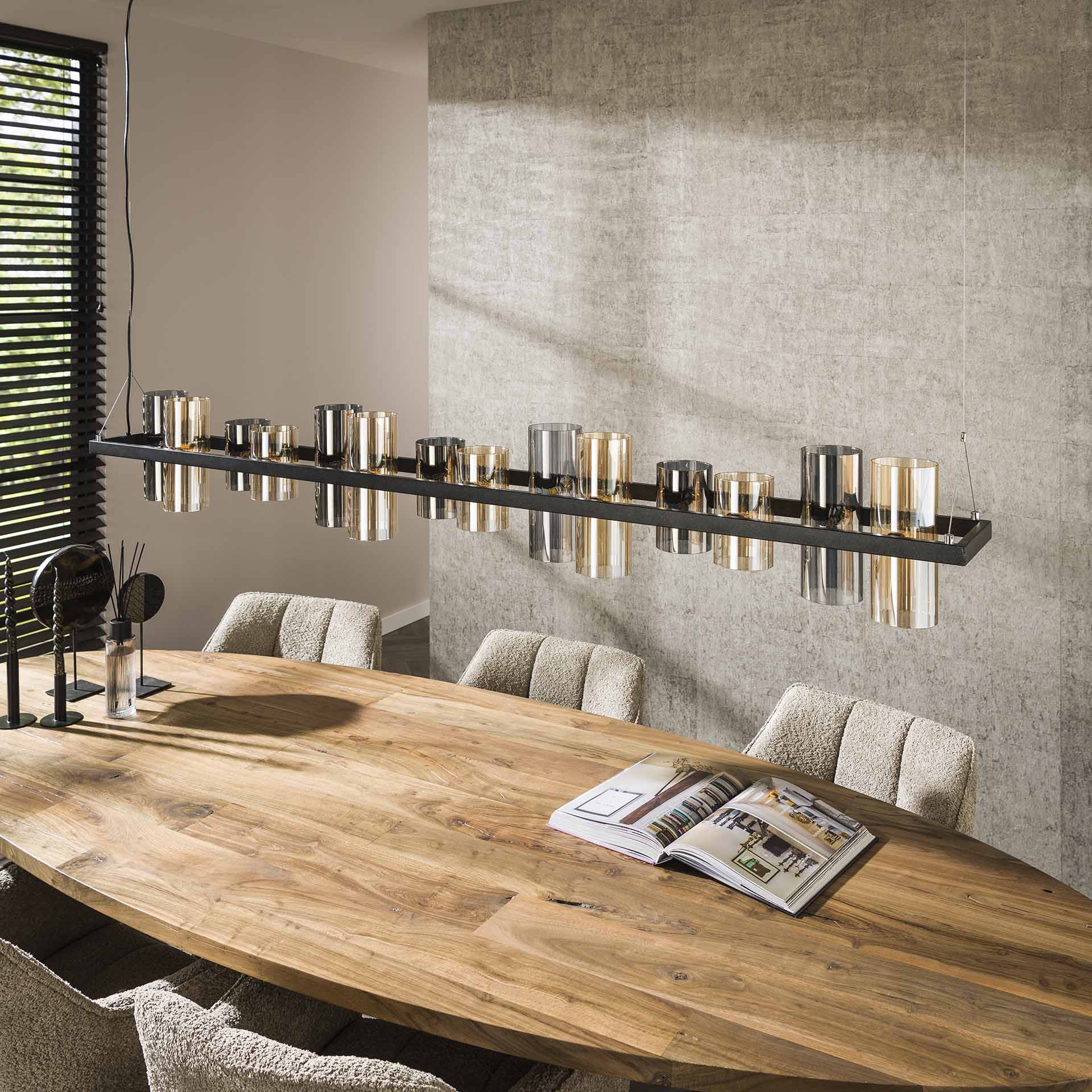 Hanglamp Silhouette - 14-lichts - Amber Mix - Glas