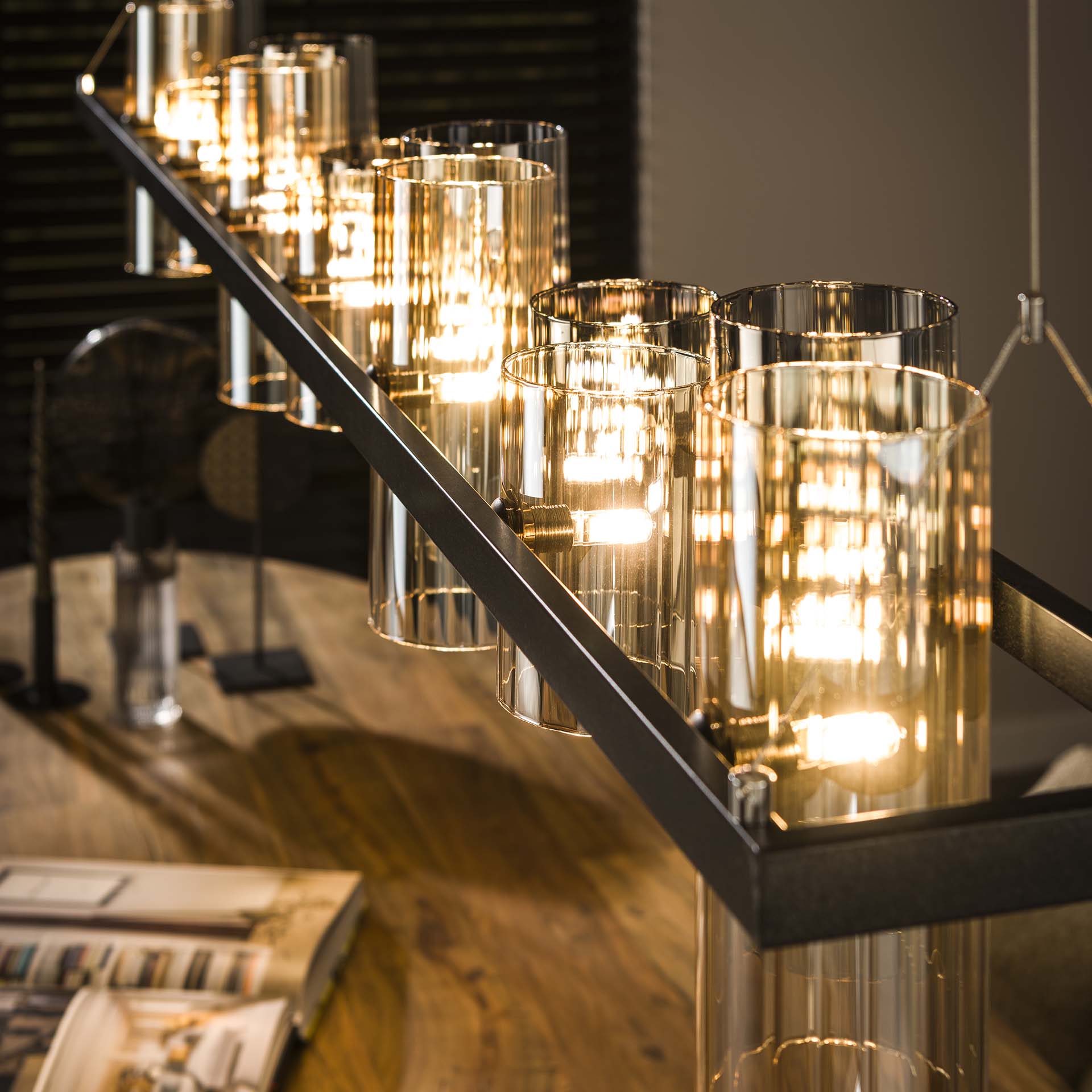 Hanglamp Silhouette - 14-lichts - Amber Mix - Glas