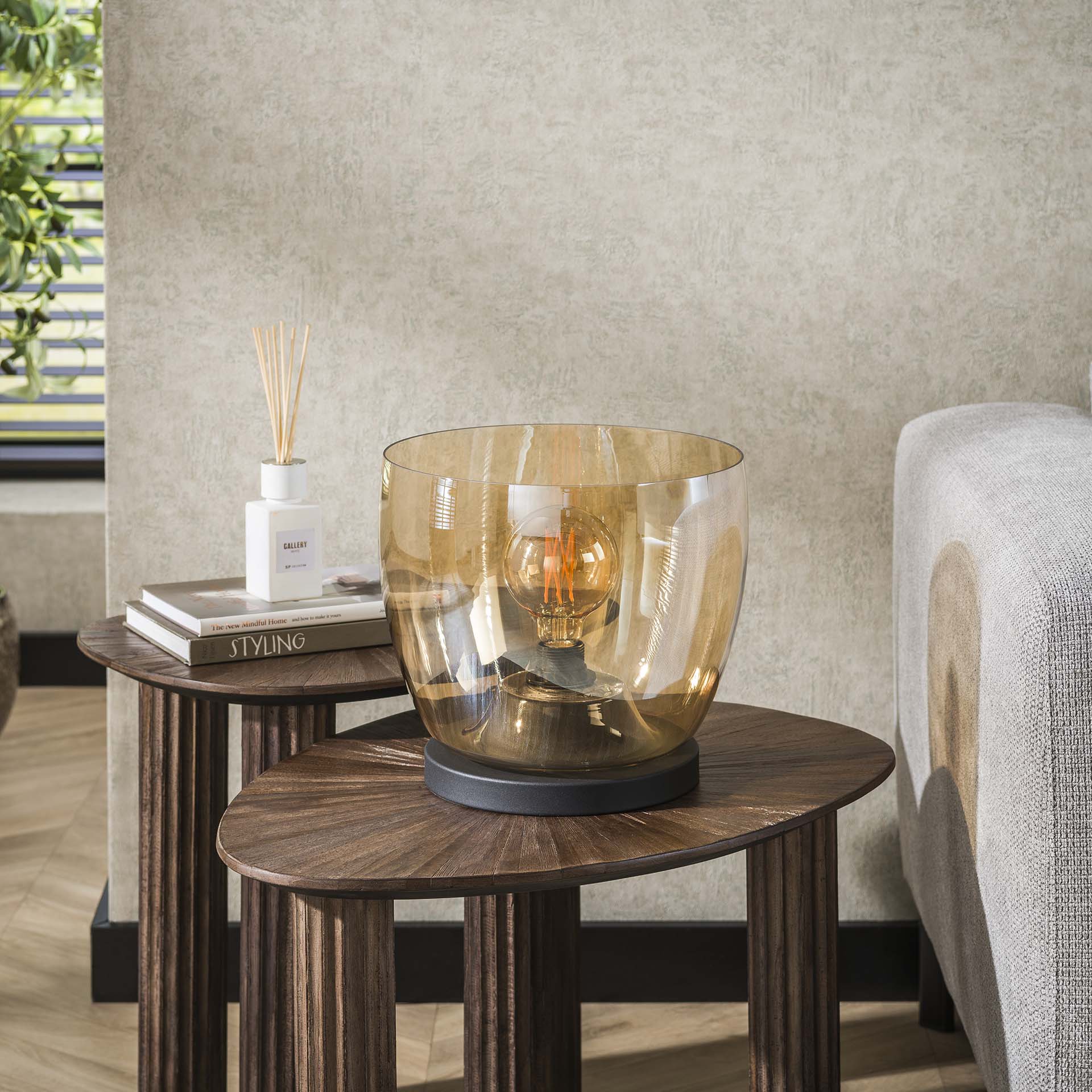 Vloerlamp Lunaris - Amberkleurig - Glas - Ø 29 cm