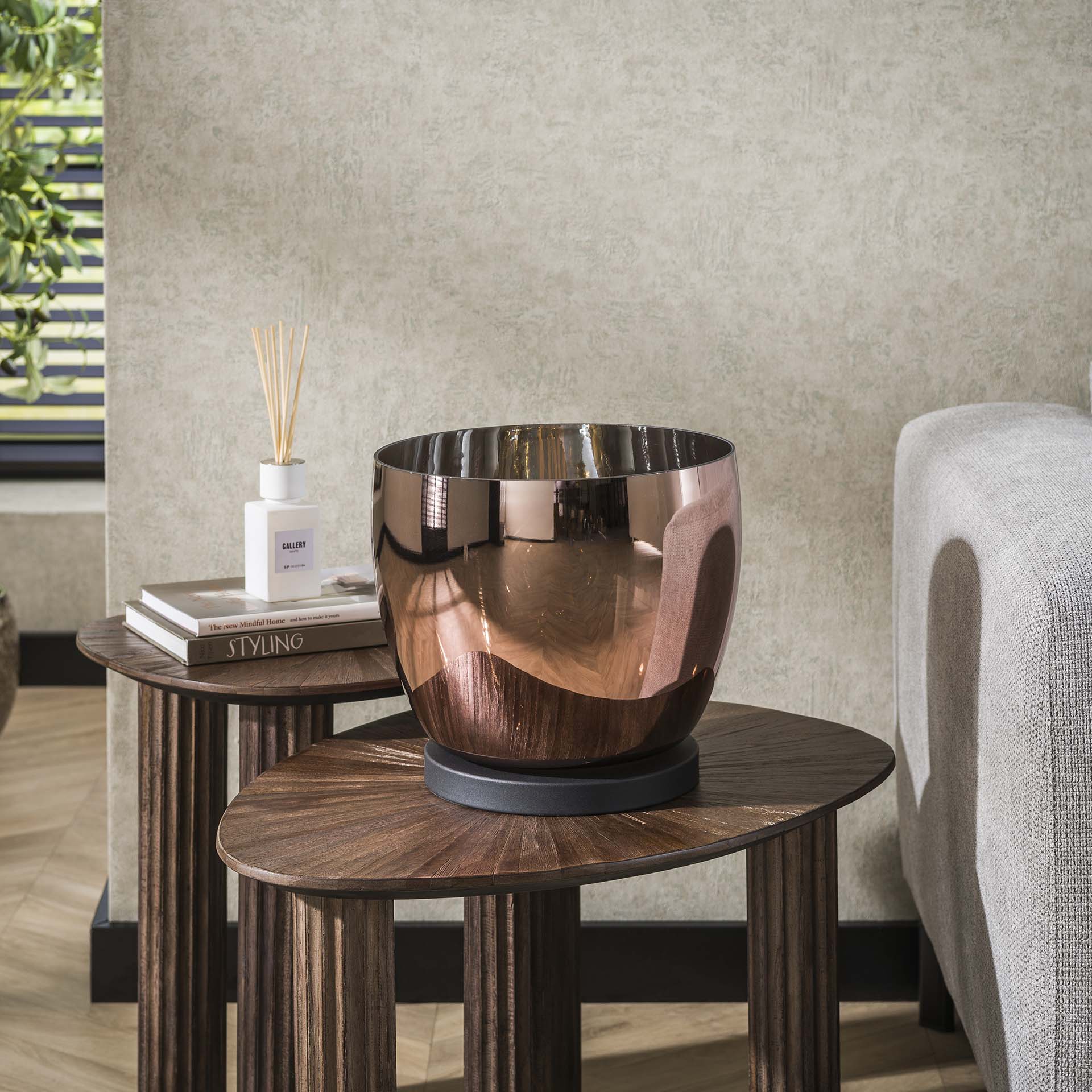 Vloerlamp Lunaris - Koper - Glas - Ø 29 cm