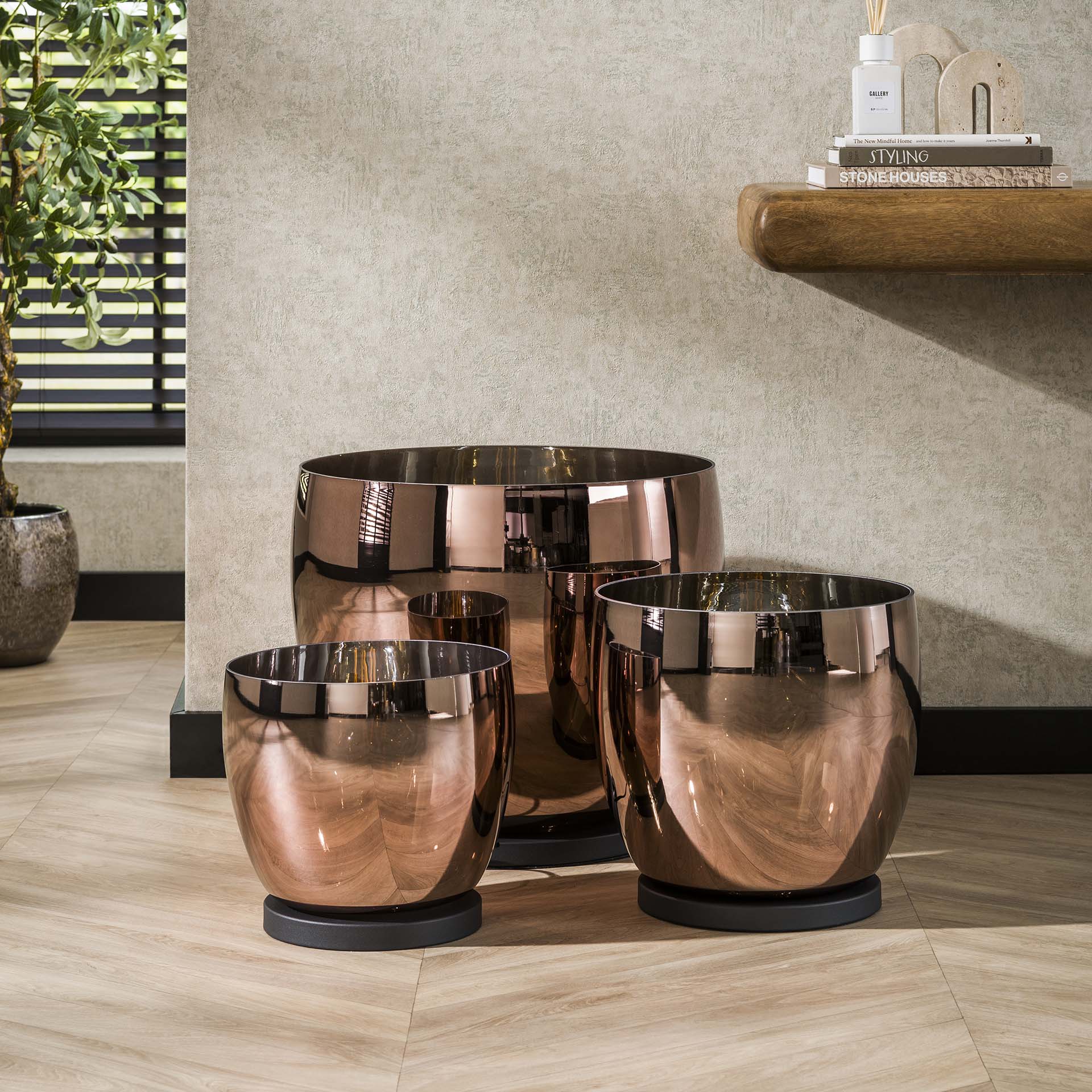 Vloerlamp Lunaris - Koper - Glas - Ø 29 cm