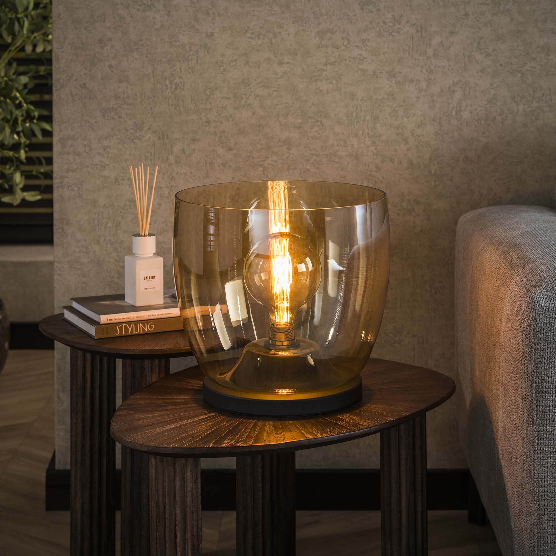 Vloerlamp Lunaris - Amberkleurig - Glas - Ø 33 cm