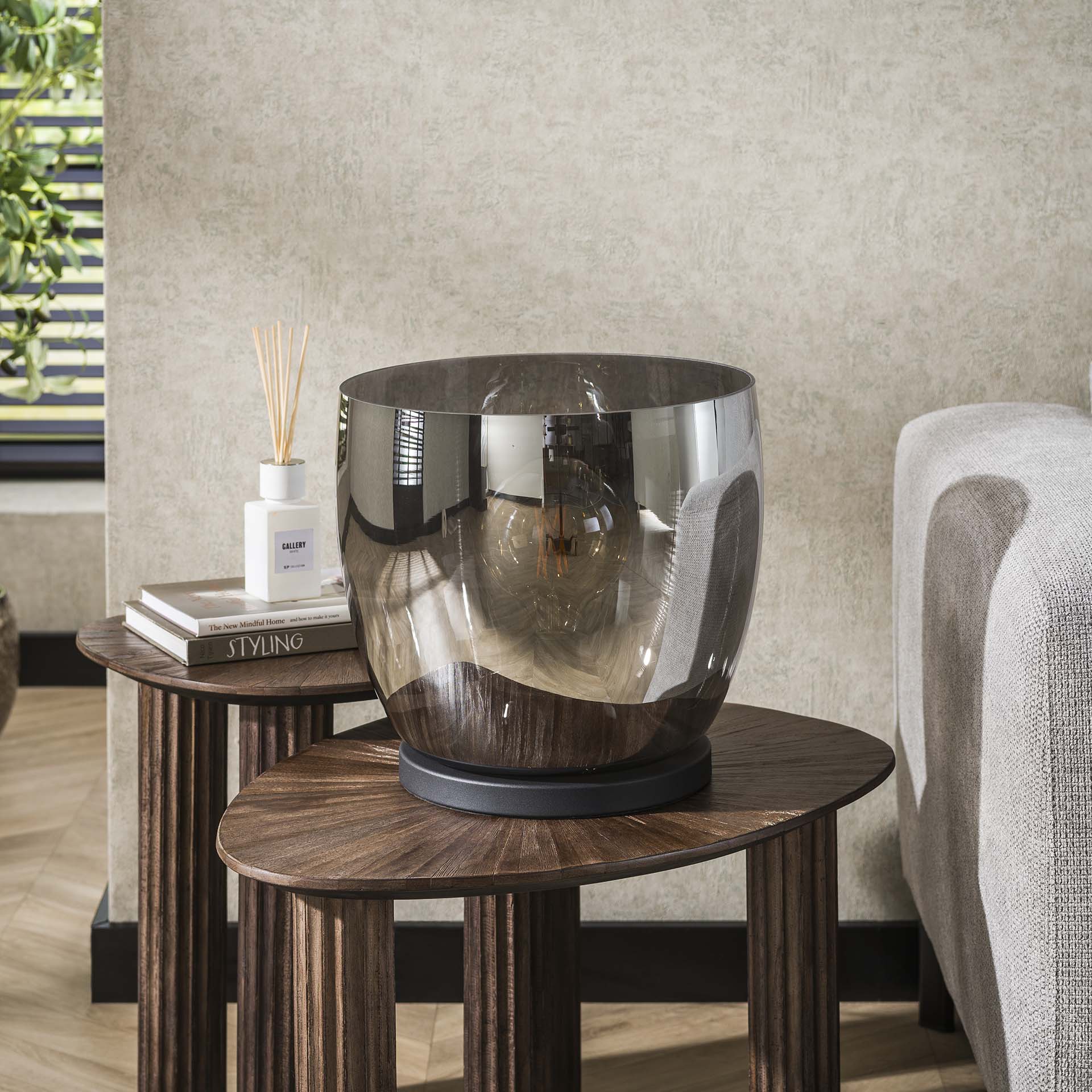 Vloerlamp Lunaris - Rook - Glas - Ø 33 cm