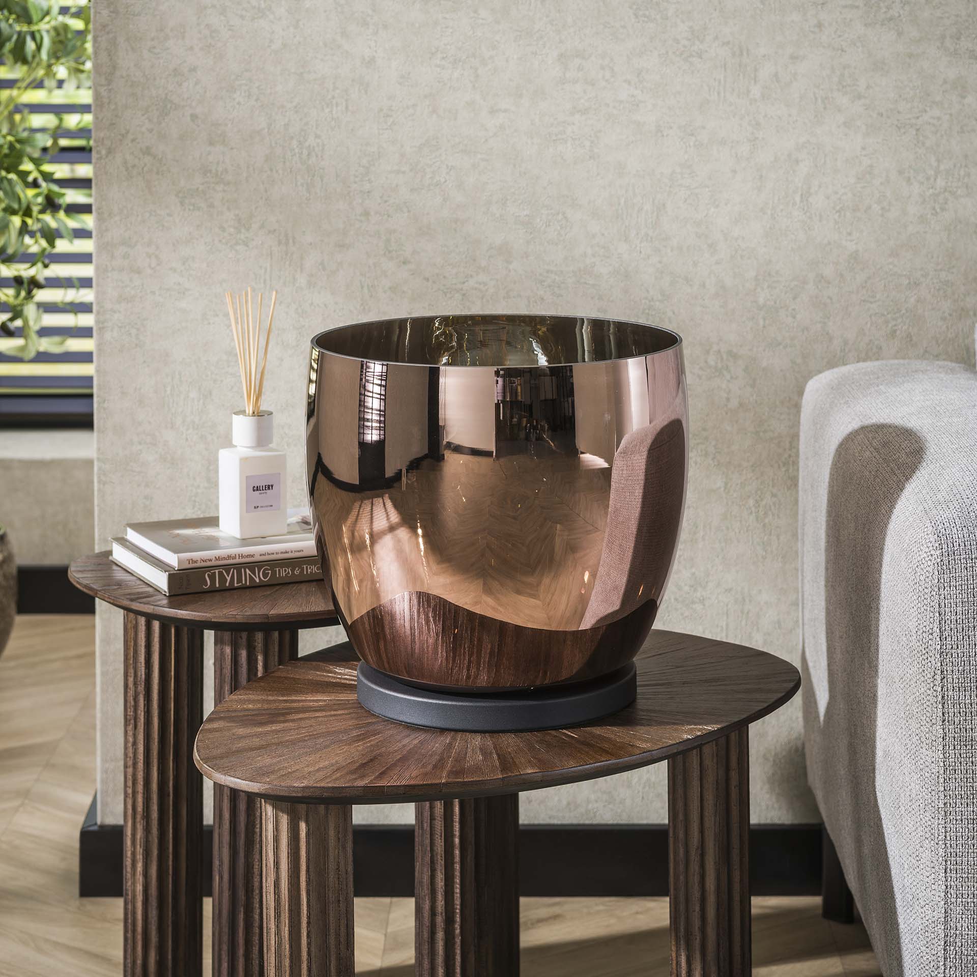 Vloerlamp Lunaris - Koper - Glas - Ø 33 cm