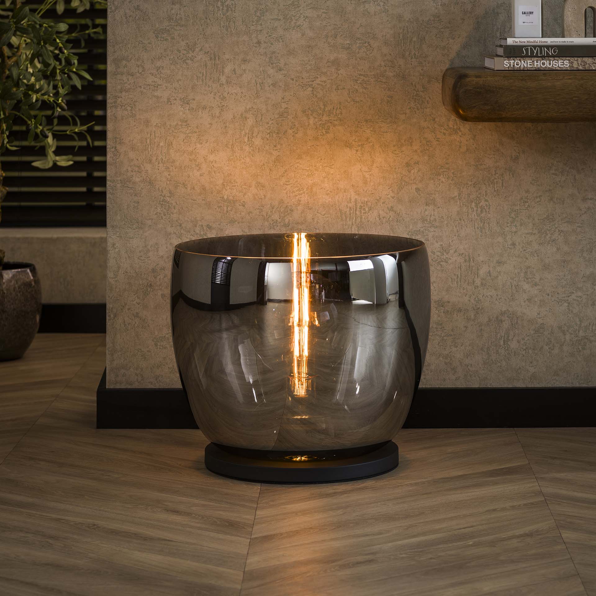 Vloerlamp Lunaris - Rook - Glas - Ø 48 cm