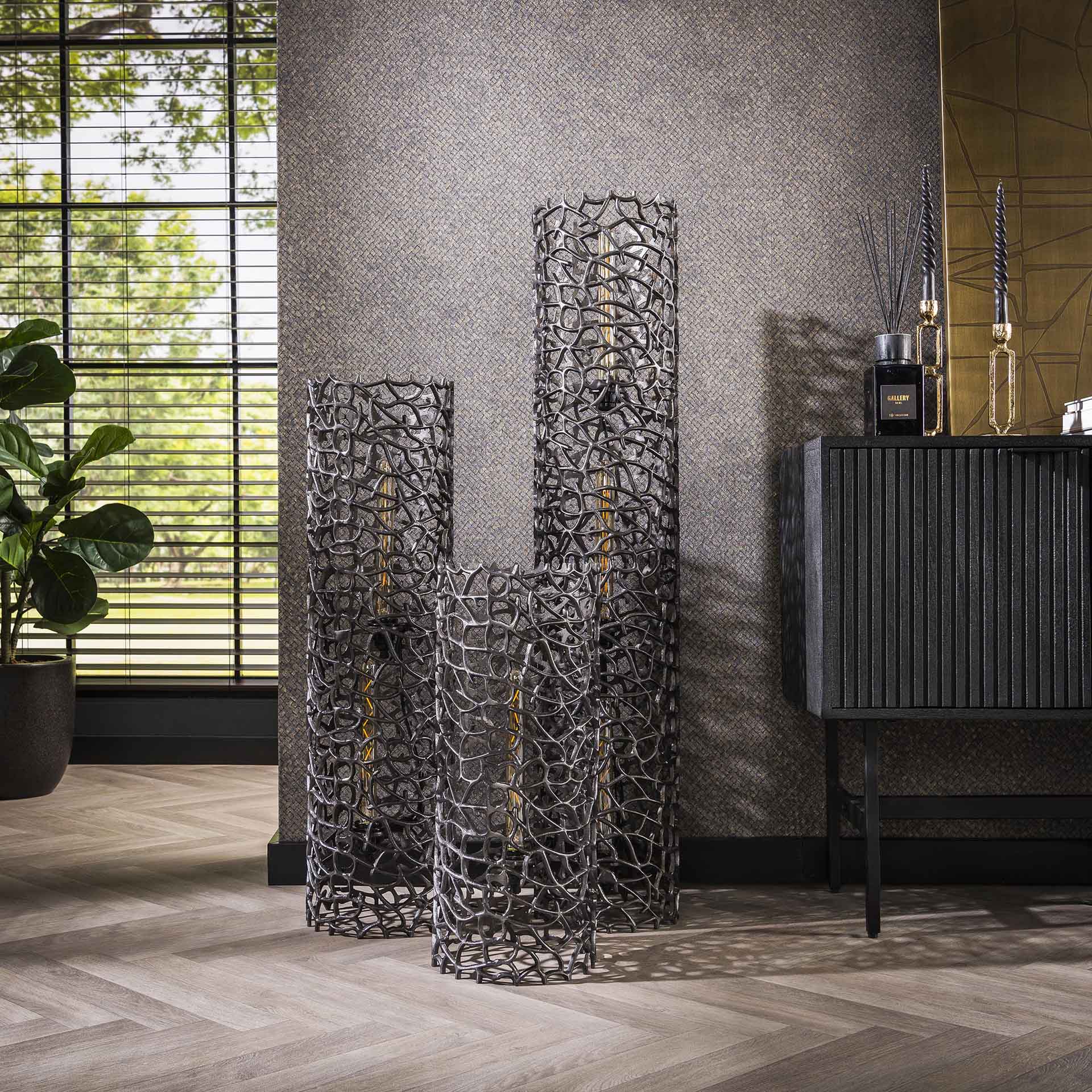 Vloerlamp Blaze - Zwart Nikkel - Metaal - 122 cm