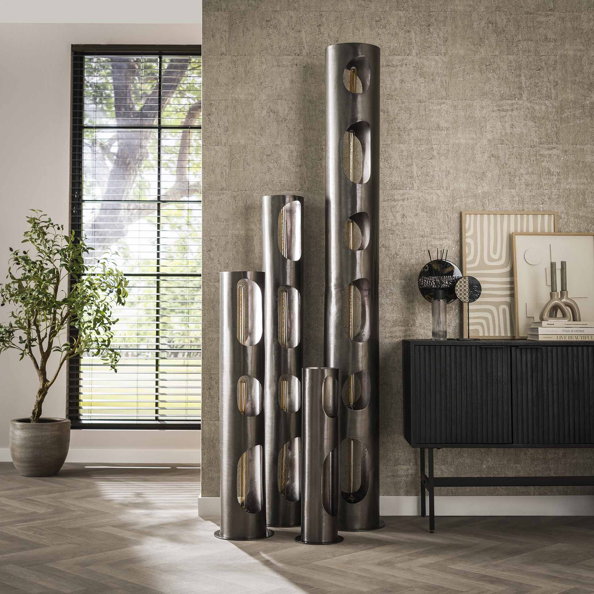 Vloerlamp Sky - Zwart Nikkel - Metaal - 65 cm