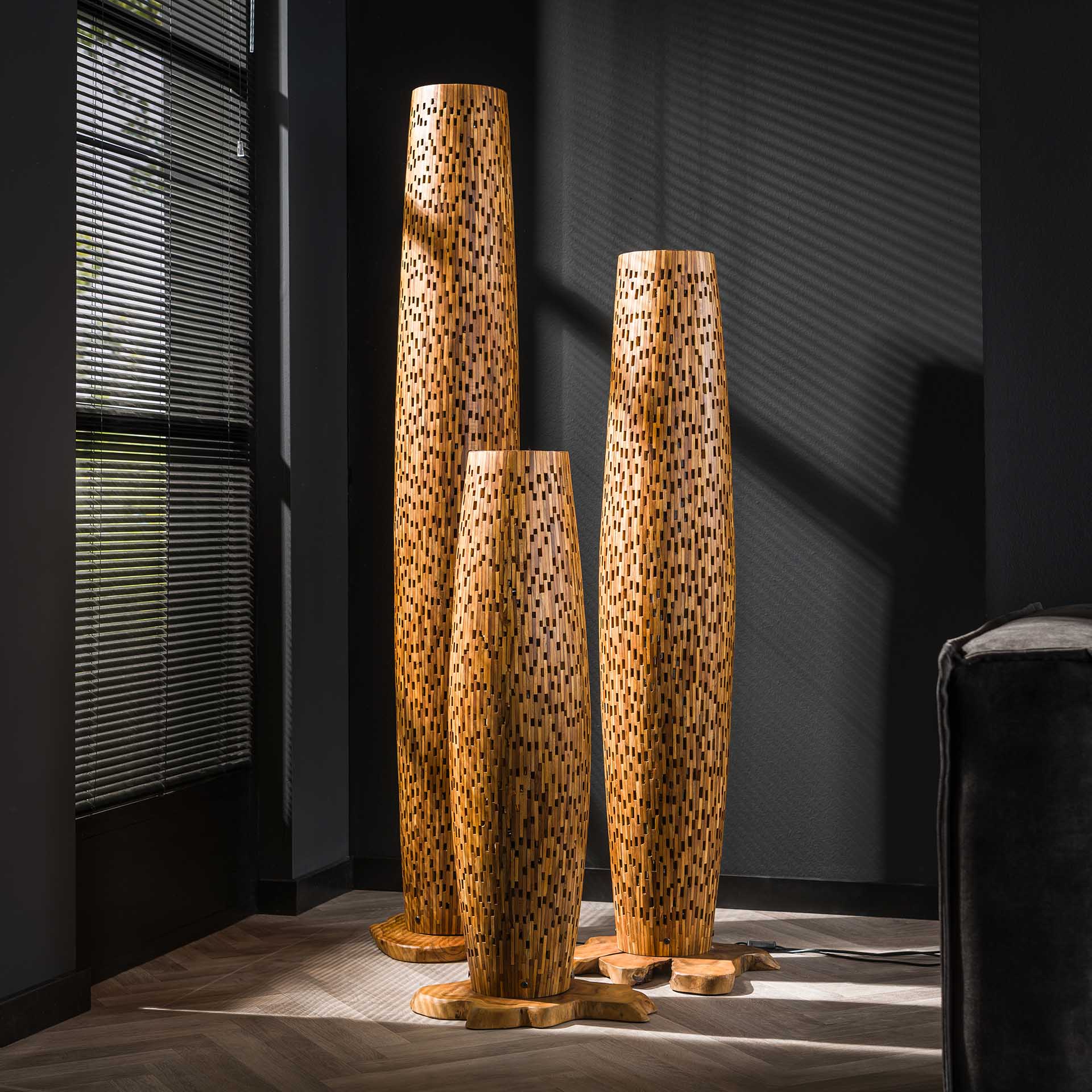 Vloerlamp Sage - Bruin - Teakhout - 104 cm