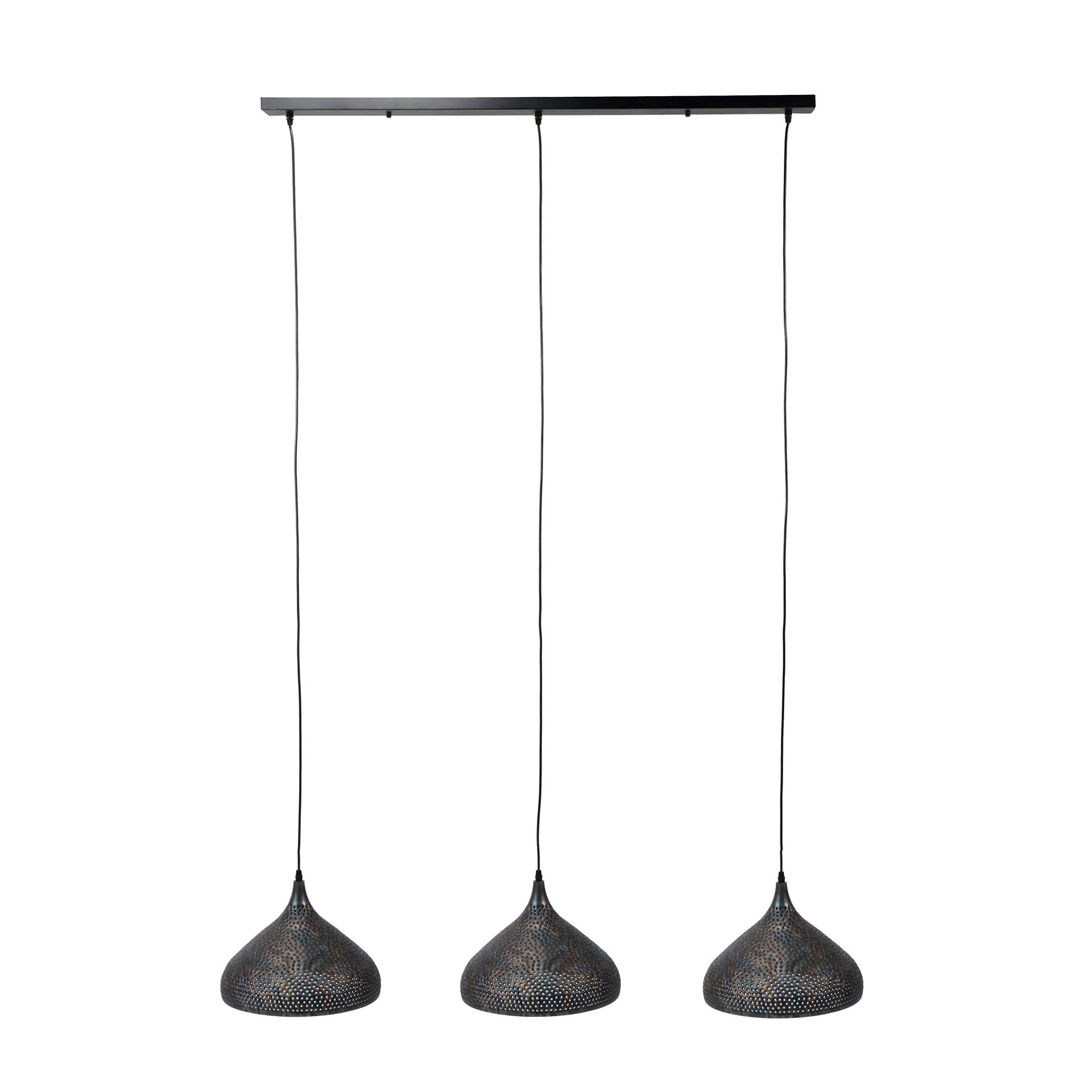 Hanglamp Rebel - 3-lichts - Zwart/Bruin - Metaal