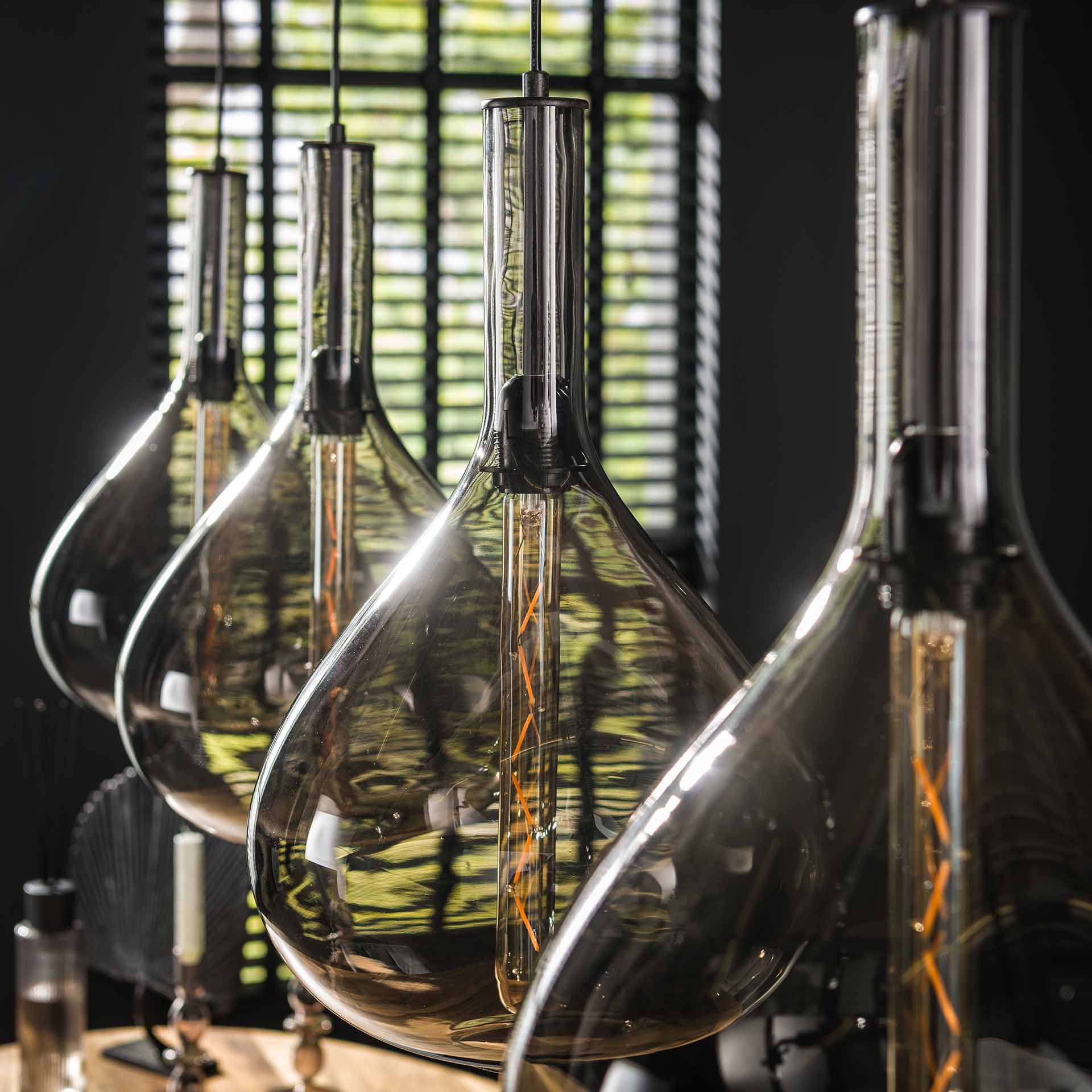 Hanglamp Breck - 4-lichts - Smoke - Glas