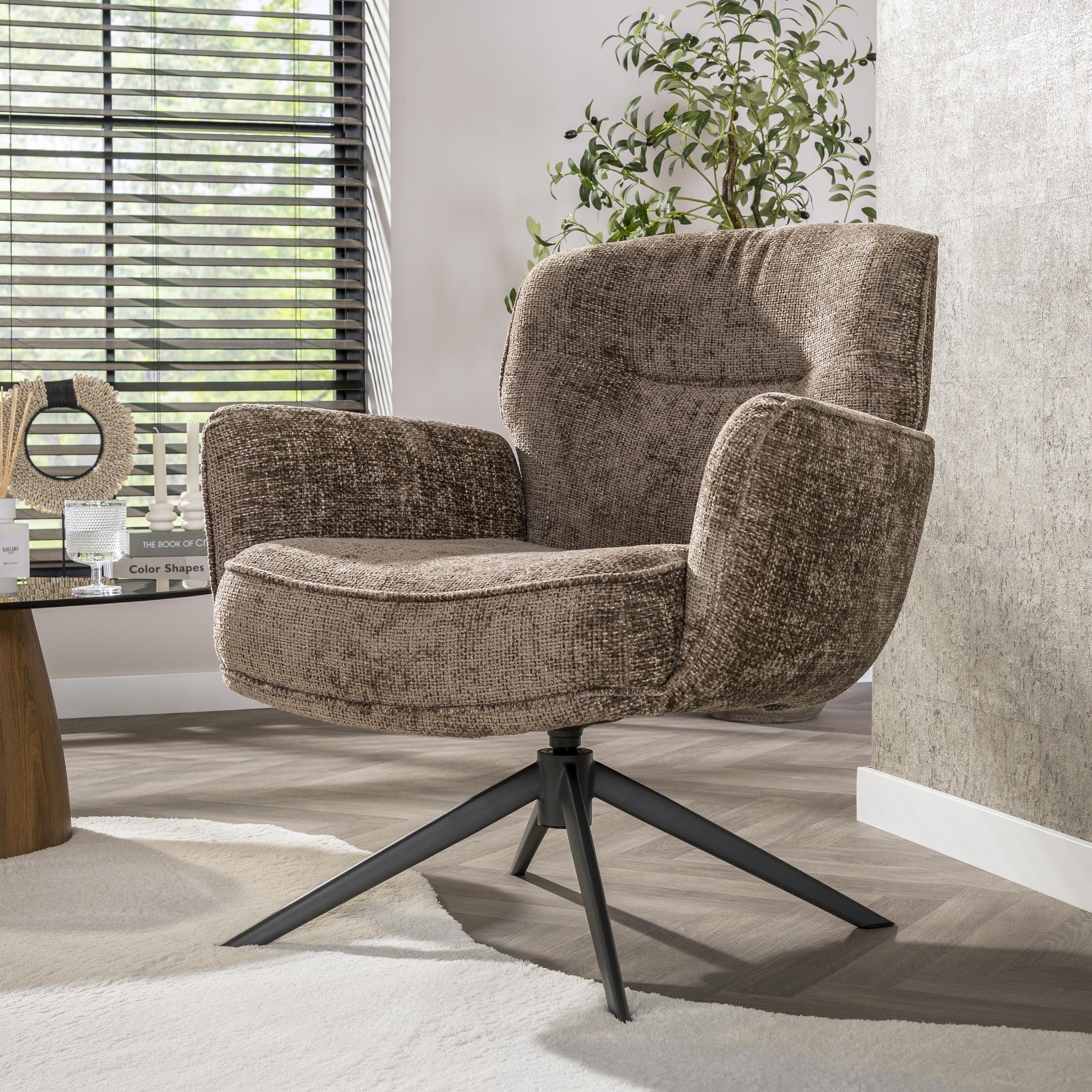 Draaifauteuil Theodore - Champagne - Renegade Stof - Pocketvering