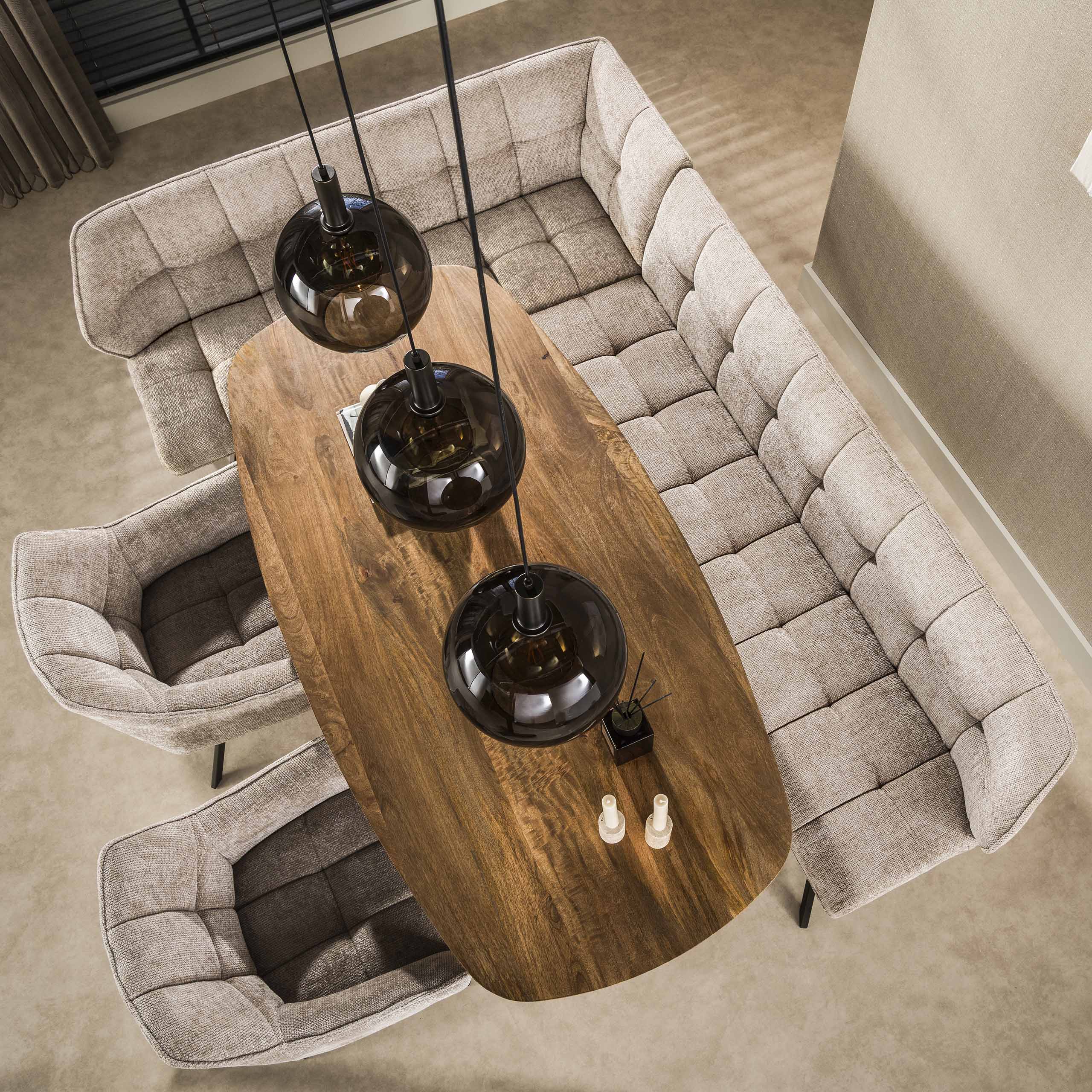 Eetkamerbank Vantage - Hoek Links - Beige - Renegade Stof - 240 cm