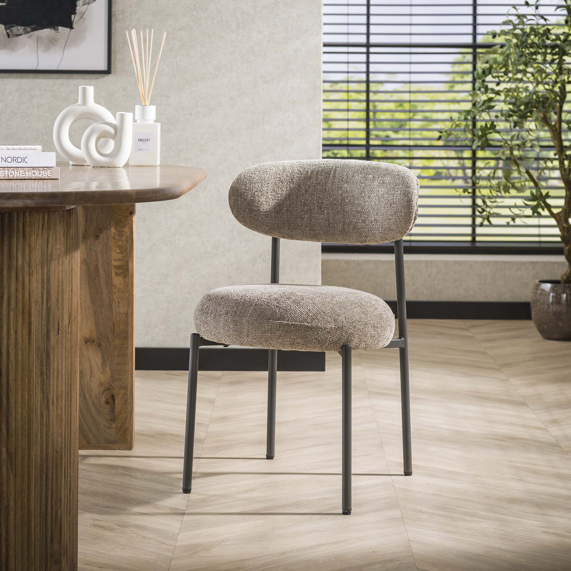 Eetkamerstoel Eluni - Beige - Renegade Stof