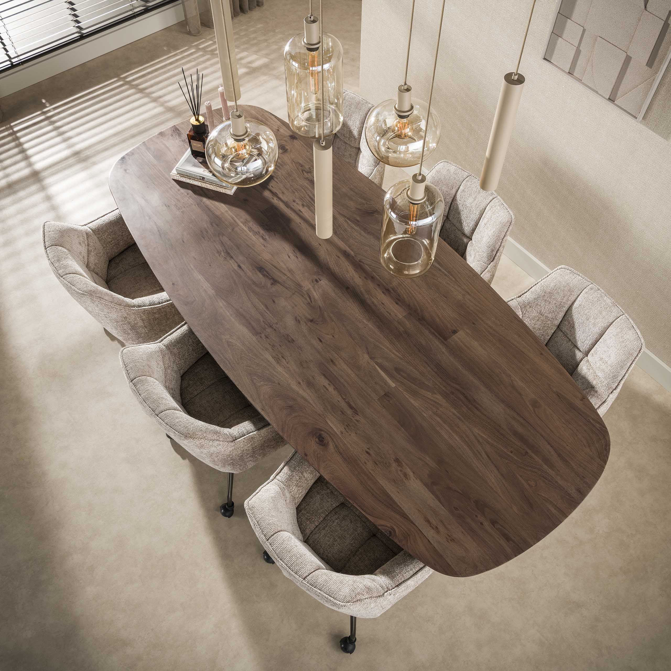 Hanglamp Avelore - 7-lichts - Beige - Amberglas - Met Spots