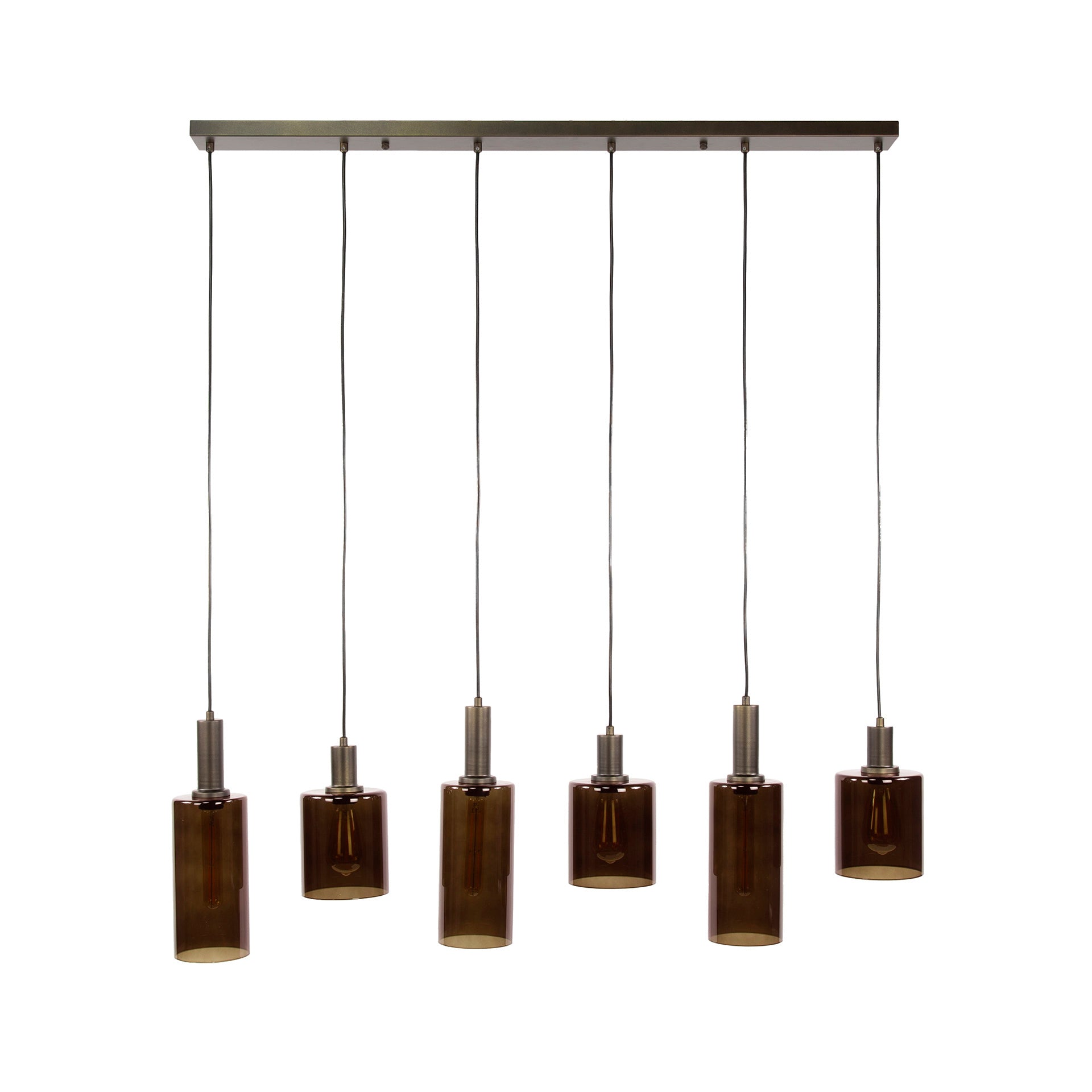 Hanglamp Lucaro - 6-lichts - Brons - Glas