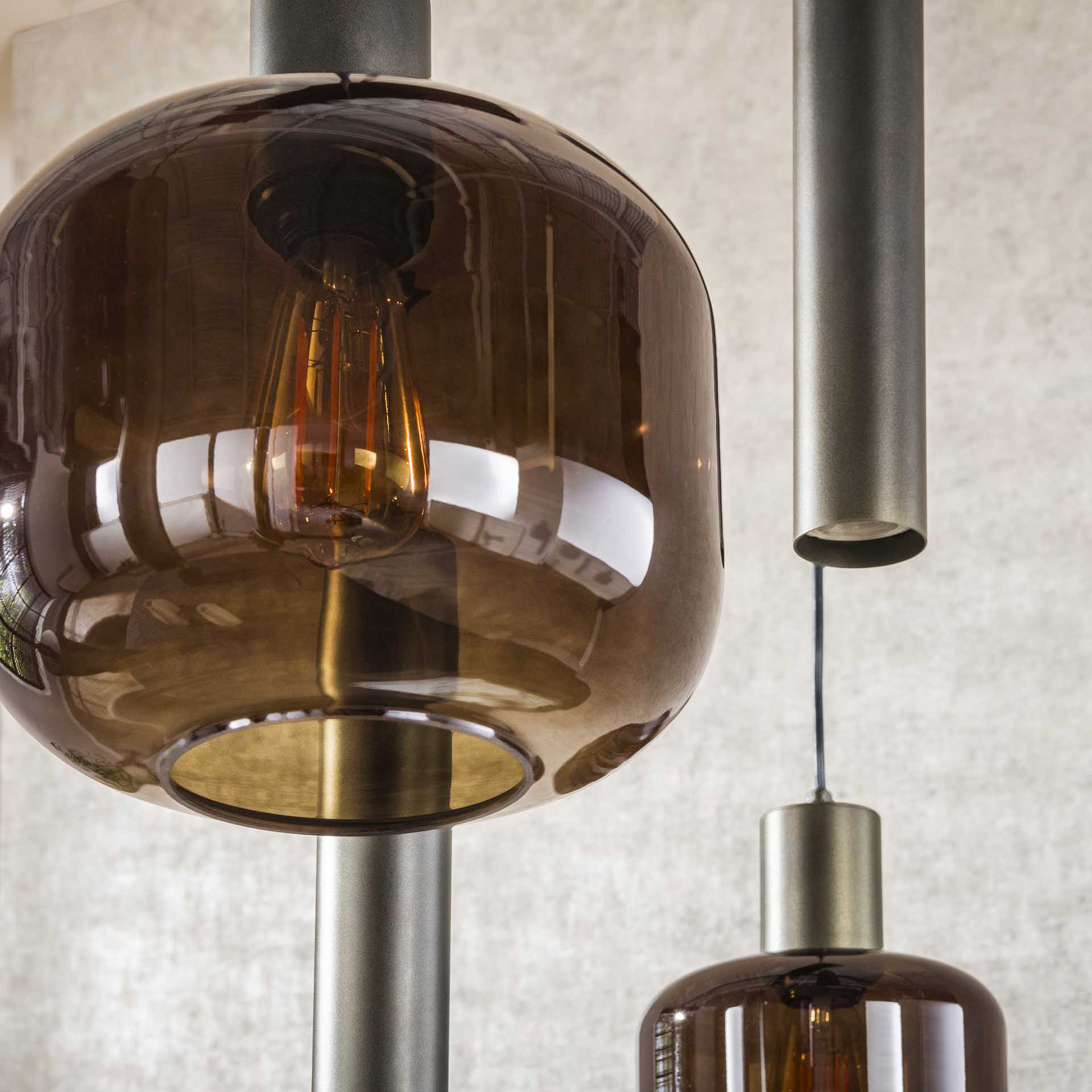 Hanglamp Selaro - 7-lichts - Brons - Glas - Metaal