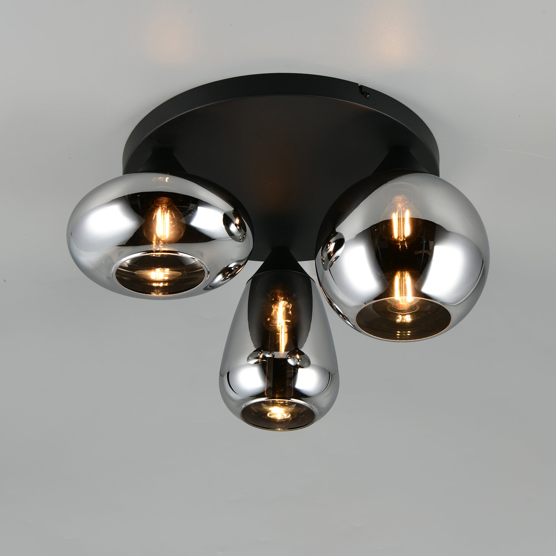 Plafondlamp Lunor - 3-lichts - Chroom - Glas