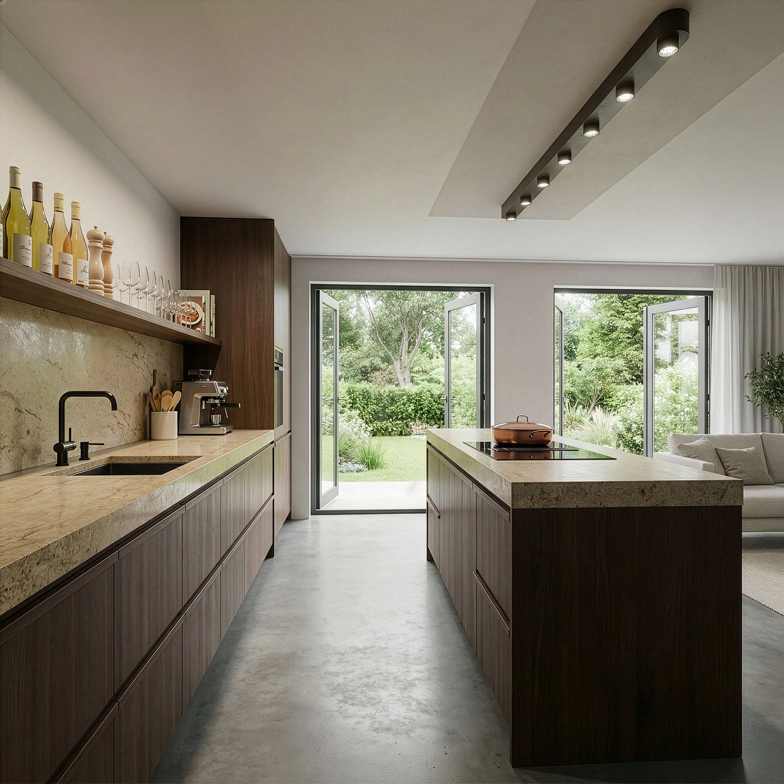 Plafondspot Gusto - 7-lichts - Brons - Metaal - 195 cm