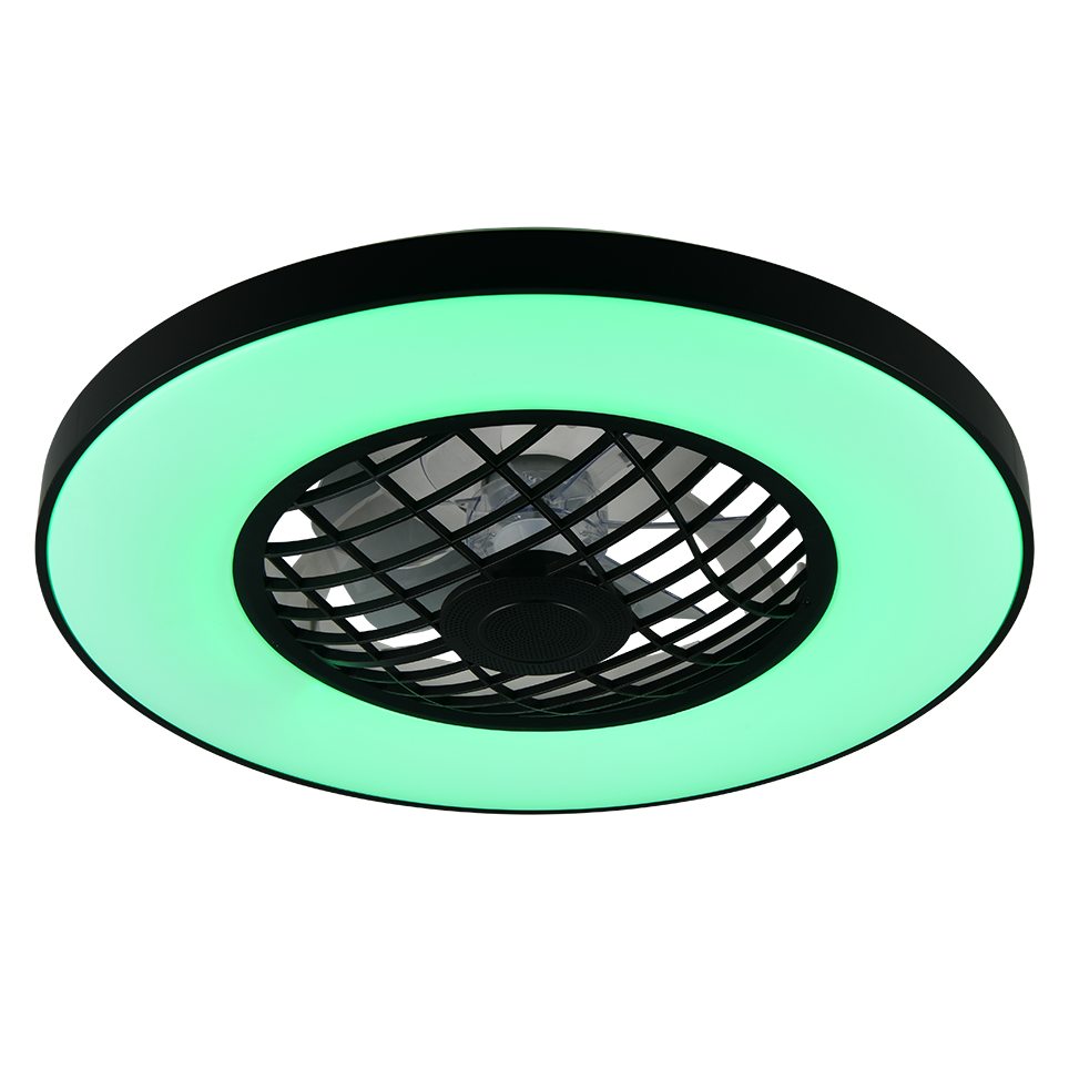 Plafondventilator Nomi - Met Lamp RGB - Zwart - Dimbaar - Koud + Warm