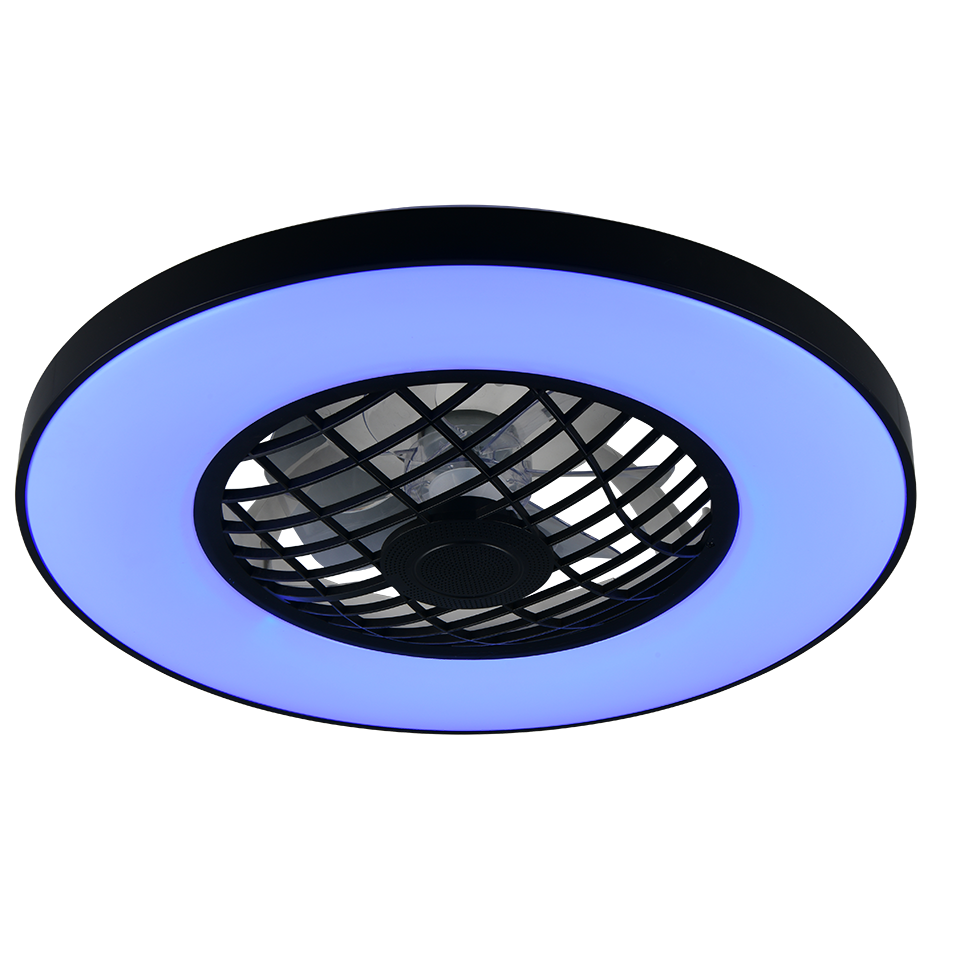 Plafondventilator Nomi - Met Lamp RGB - Zwart - Dimbaar - Koud + Warm