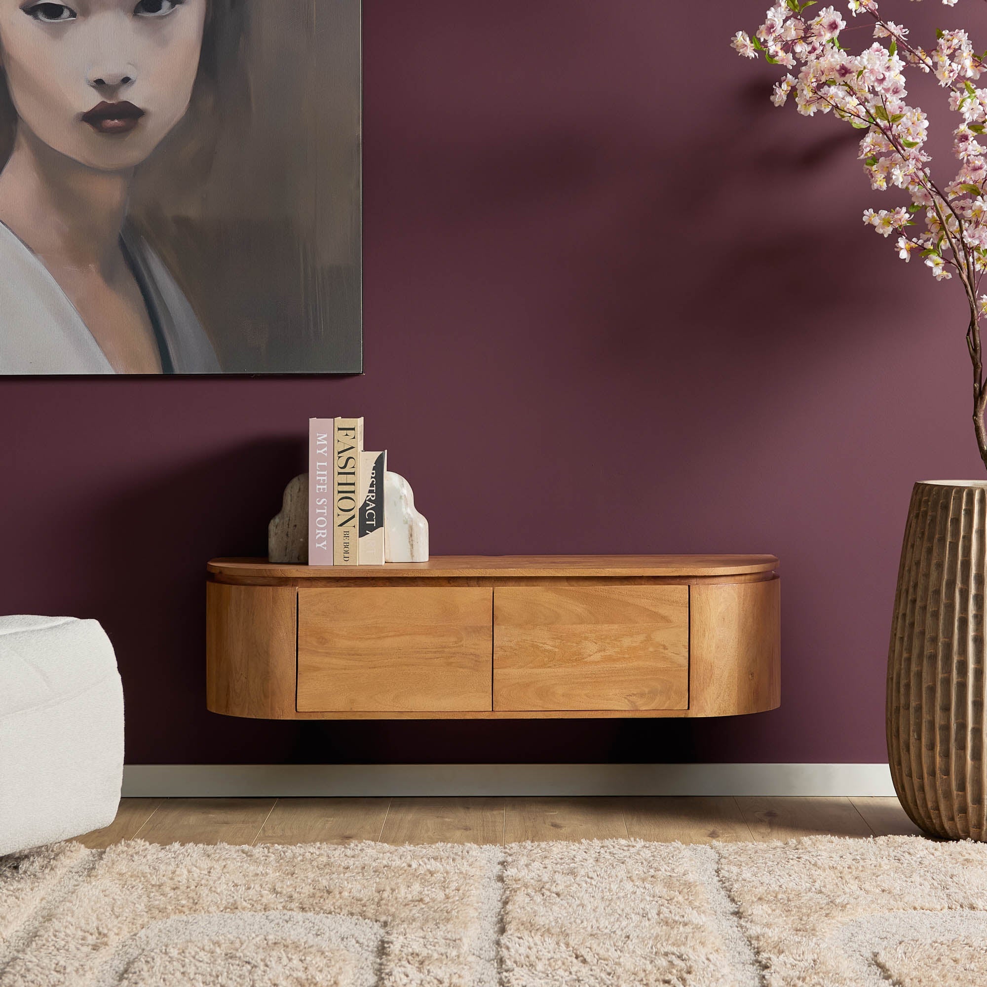 Zwevend TV-meubel Bloom - Naturel - 120 cm