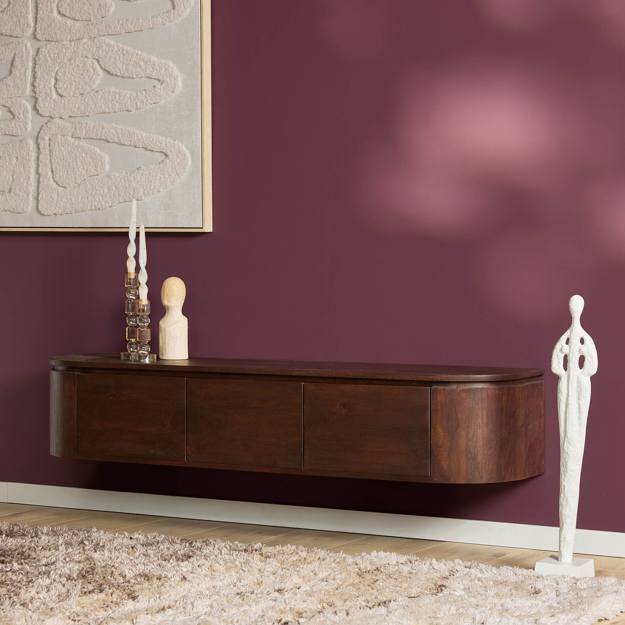 Zwevend TV-meubel Bloom - Bruin - 160 cm