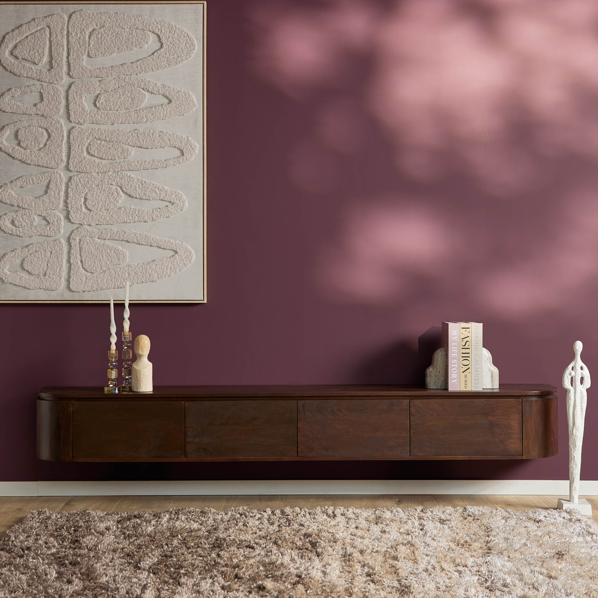 Zwevend TV-meubel Bloom - Bruin - 240 cm