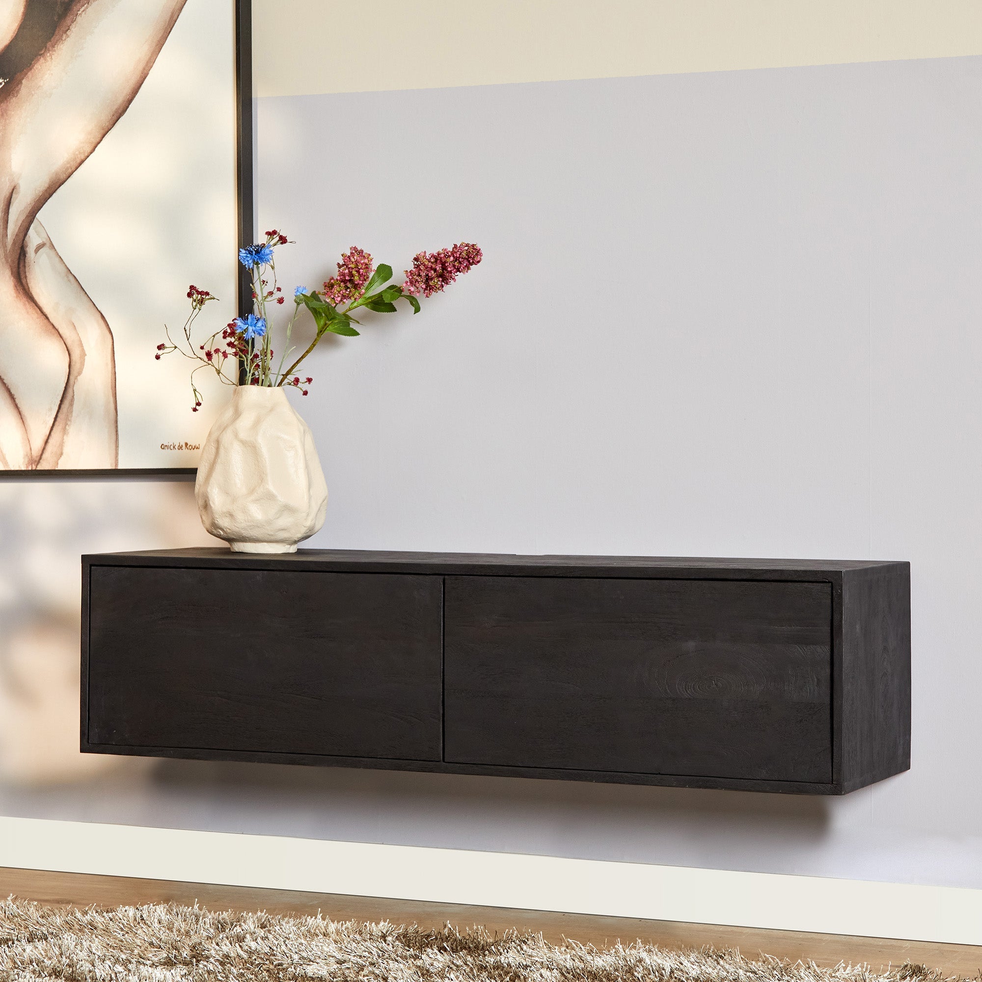 Zwevend TV-meubel Yuna - Zwart - 120 cm