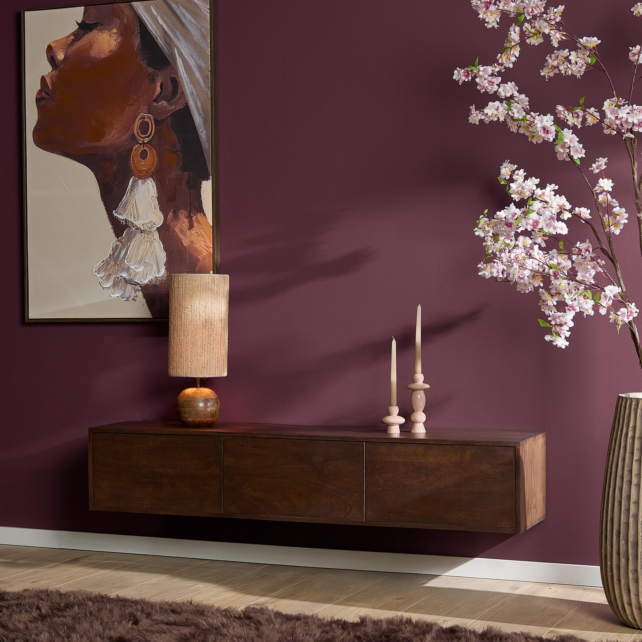 Zwevend TV-meubel Yuna - Bruin - 160 cm