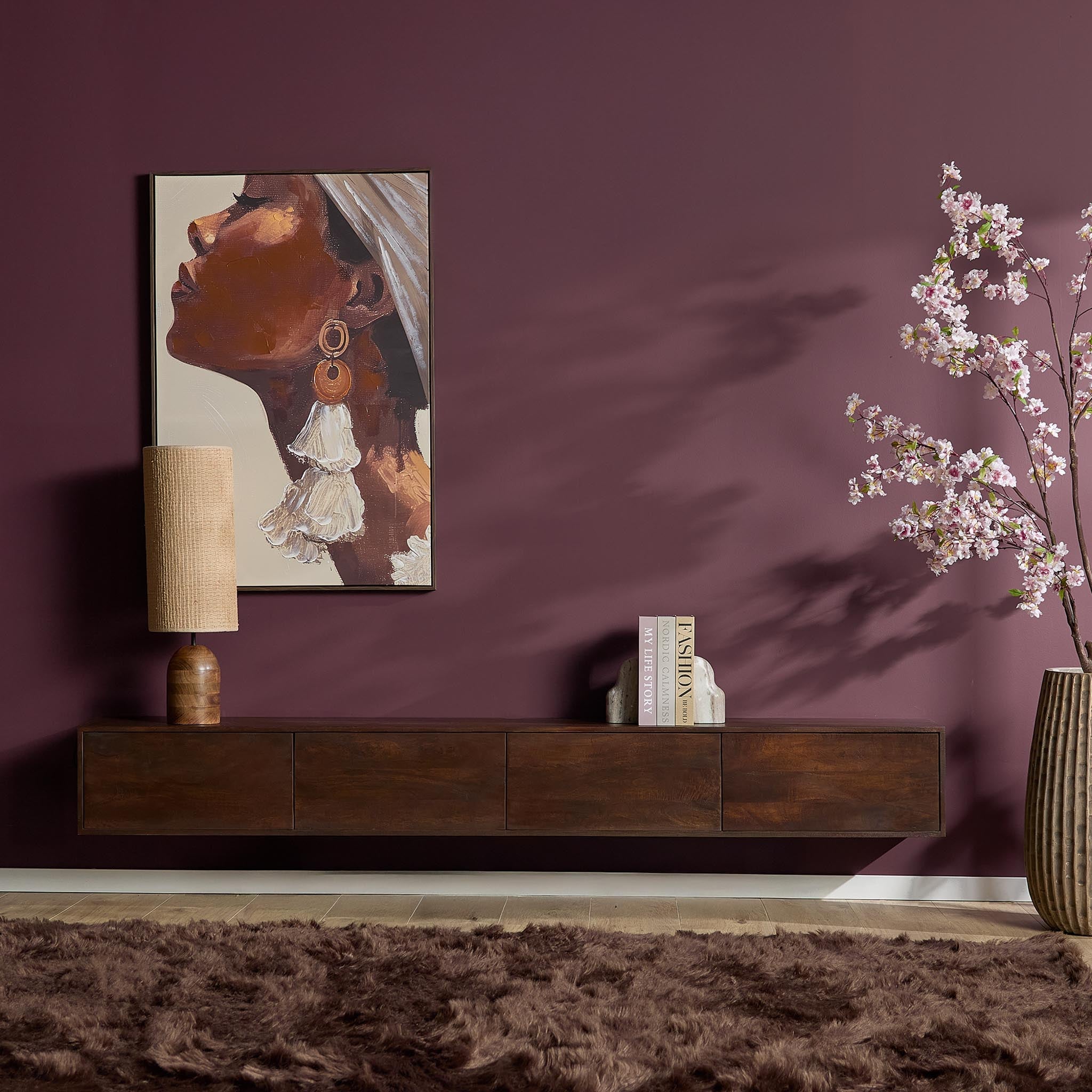 Zwevend TV-meubel Yuna - Bruin - 240 cm