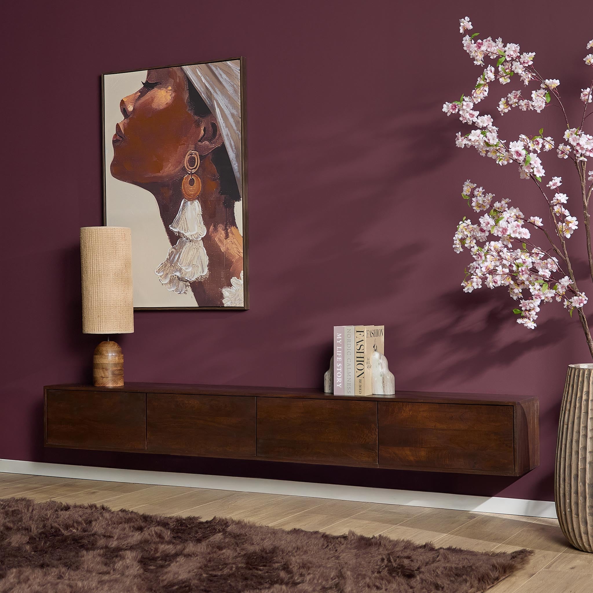 Zwevend TV-meubel Yuna - Bruin - 240 cm