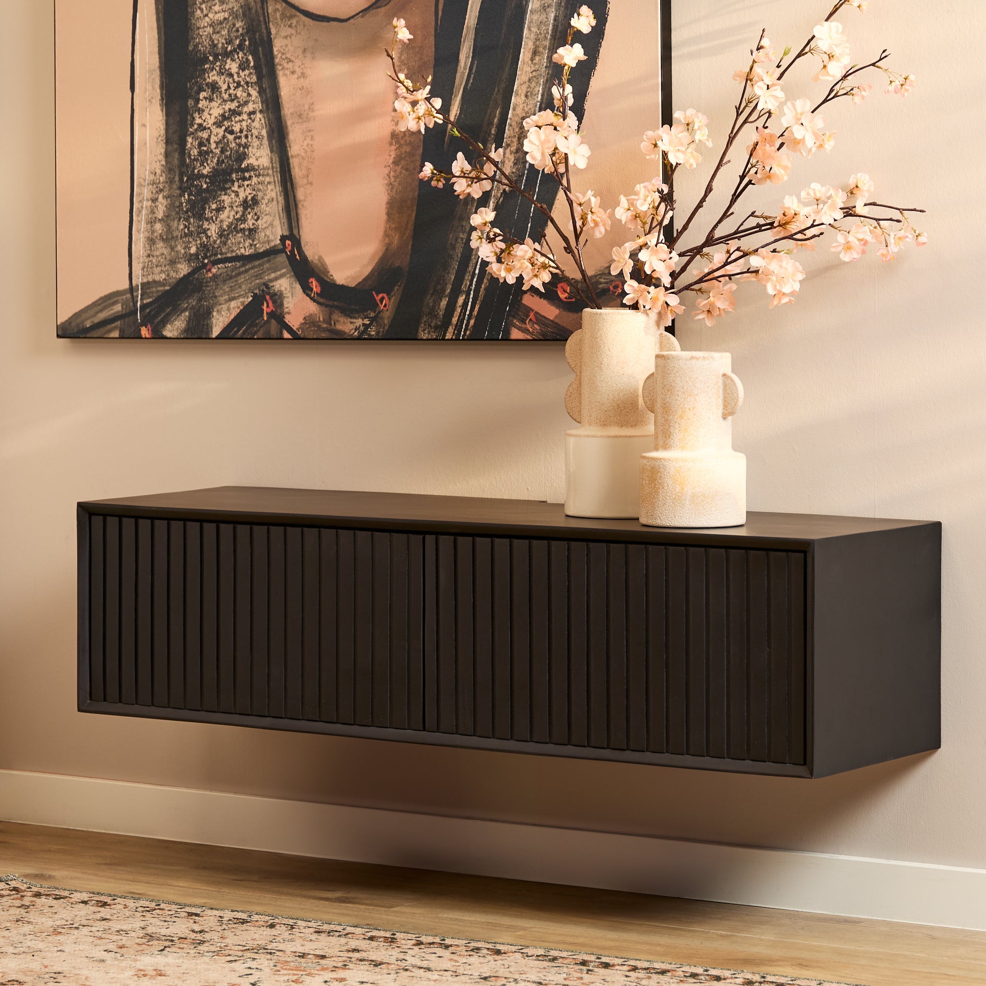 Zwevend TV-meubel Lunelle - Zwart - 120 cm