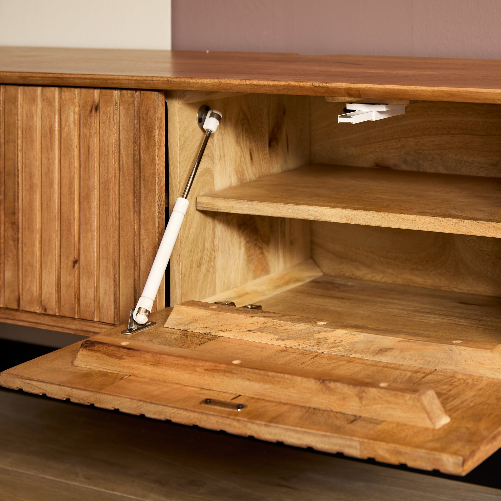 Zwevend TV-meubel Lunelle - Naturel - 160 cm