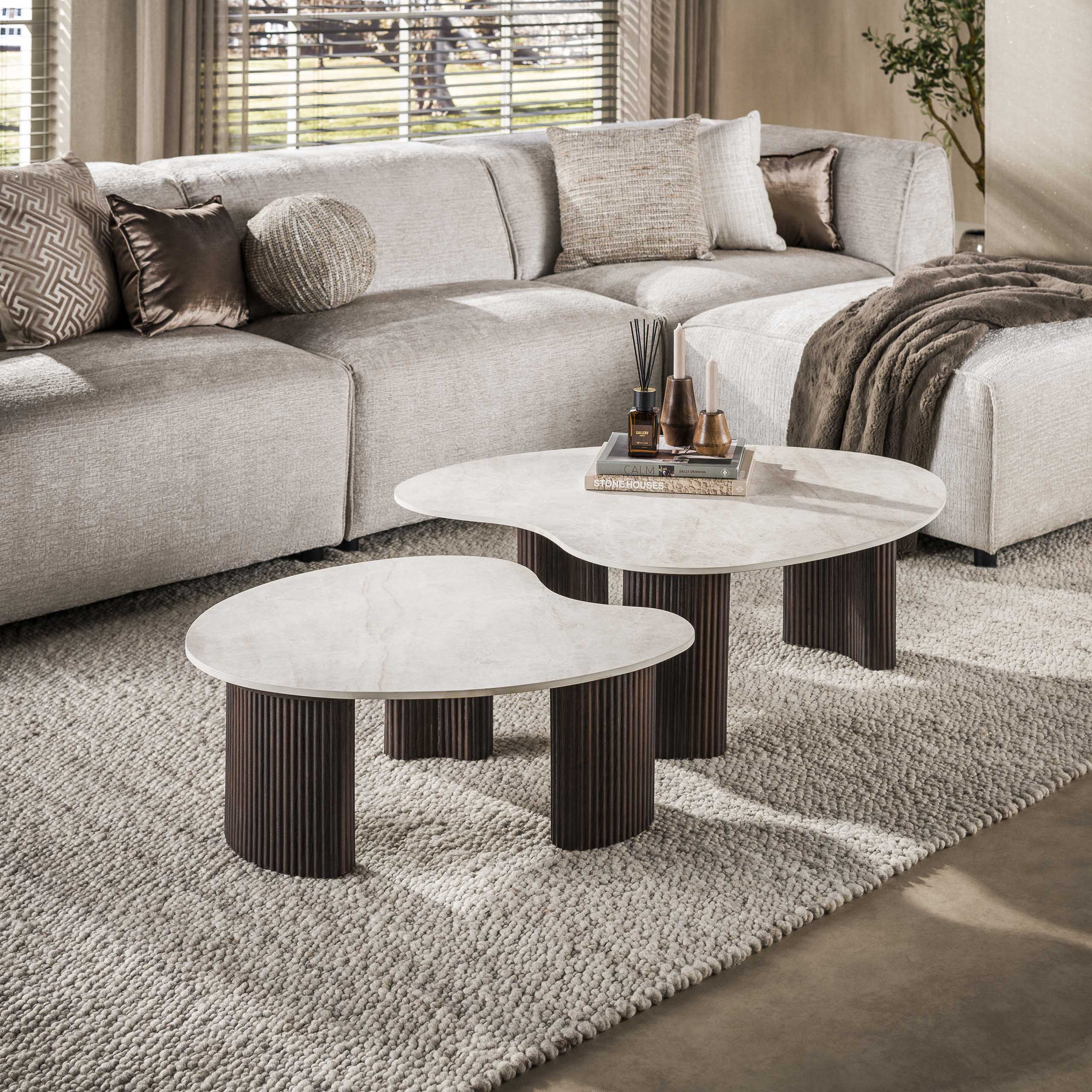 Salontafel Jisu - Japandi - Organisch - Taj Mahal - Set van 2