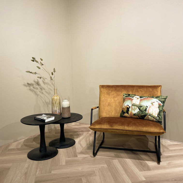 Salontafel Vivian - Zwart - Mangohout - Ø 50 cm