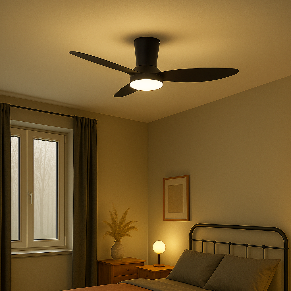 Plafondventilator Zara - Met Lamp - Zwart - Dimbaar - Koud + Warm